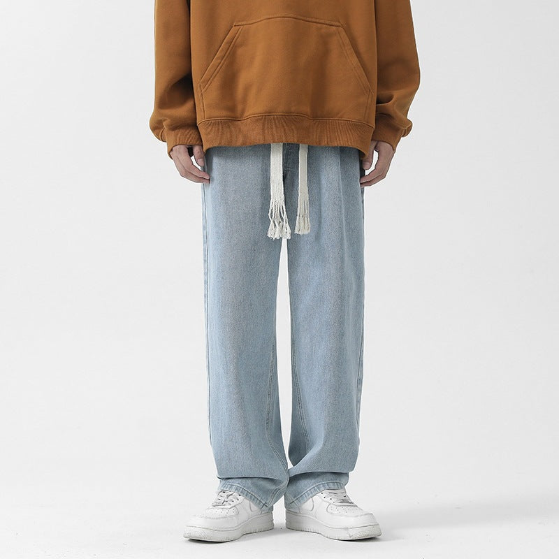 Herren Bequeme und lässige Denim-Hose mit weitem Bein Drune