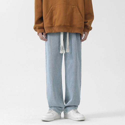 Herren Bequeme und lässige Denim-Hose mit weitem Bein Drune