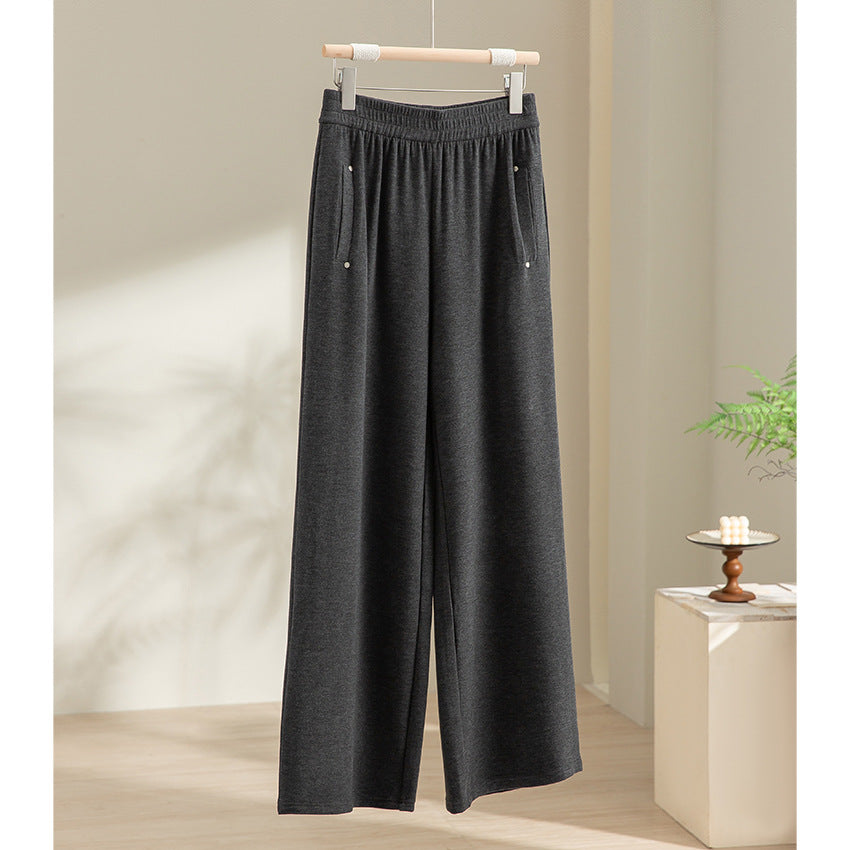 Damen Weite Satin-Hose mit hohem Elastikbund und fließender Drapierung Drune