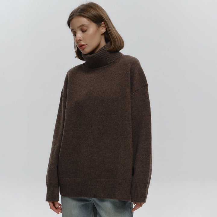 Damen Overgröße Rollkragenpullover aus weicher Wolle Drune