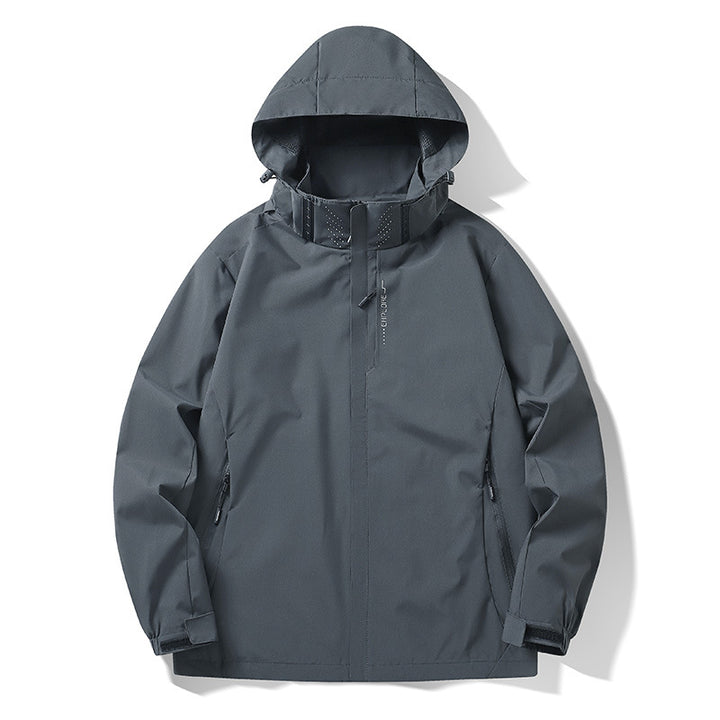 Herren Wasser- und winddichte technische Kapuzen-Outdoorjacke mit verschweißten Nähten und atmungsaktivem Futter Drune