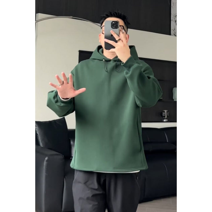 Herren Oversized Kapuzenpullover mit Dropped-Shoulder, schwerer Baumwollmischung und minimalistischer Silhouette Drune