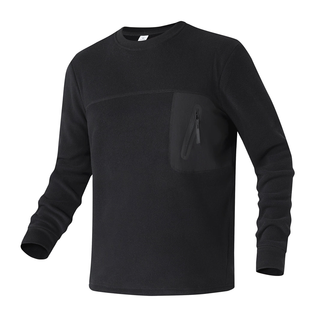 Damen Fleecepullover mit Brustreißverschluss-Tasche und Rundhalsausschnitt Drune