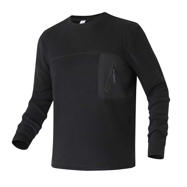 Damen Fleecepullover mit Brustreißverschluss-Tasche und Rundhalsausschnitt Drune