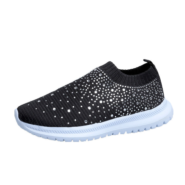 Damen Strick-Slipper-Sneaker mit Strassbesatz und flexibler Komfortsohle Drune