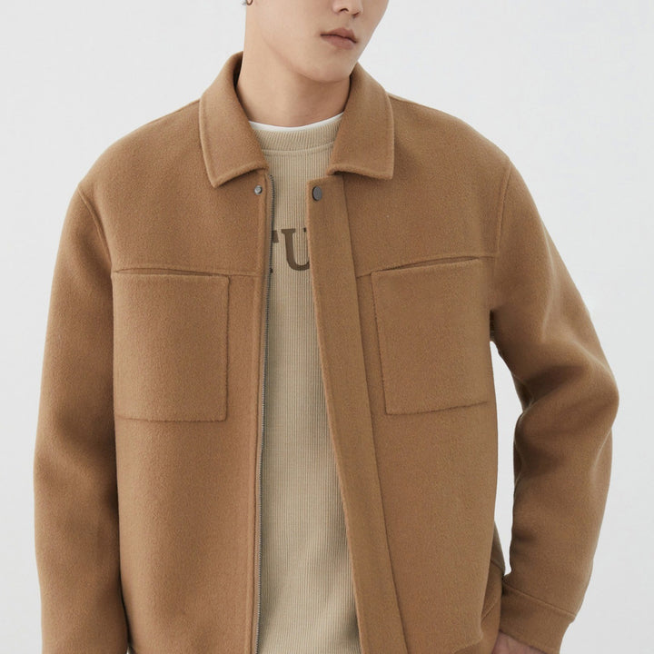 Herren Kurzjacke aus Wollmix mit Kastenform, Brusttaschen und verdecktem Reißverschluss Drune