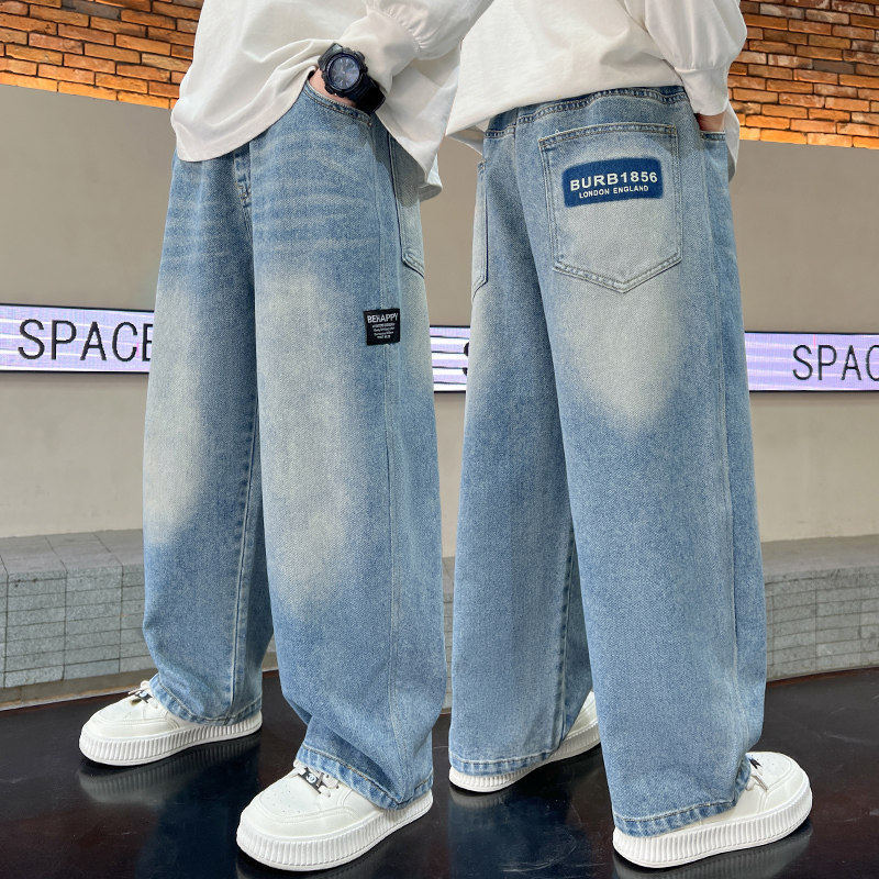 Unisex weite Denim-Hose mit verstellbarem Bund Drune