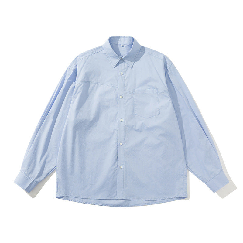 Unisex Leichtes Oversize-Hemd im Boxy-Cut mit Brusttasche und abgerundetem Saum Drune