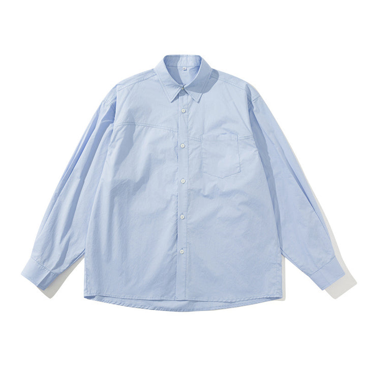 Unisex Leichtes Oversize-Hemd im Boxy-Cut mit Brusttasche und abgerundetem Saum Drune