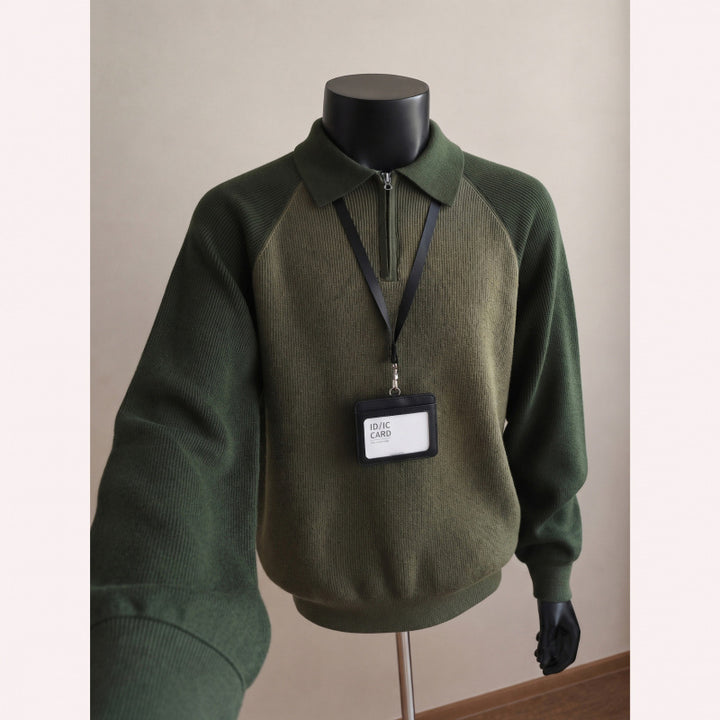 Herren Modischer Pullover mit Stehkragen und Reißverschluss Drune