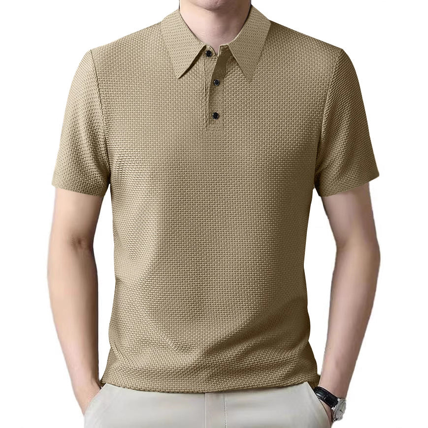 Herren nan Mikrostruktur-Poloshirt mit Hemdkragen, dezenter Knopfleiste und atmungsaktivem Jersey Drune