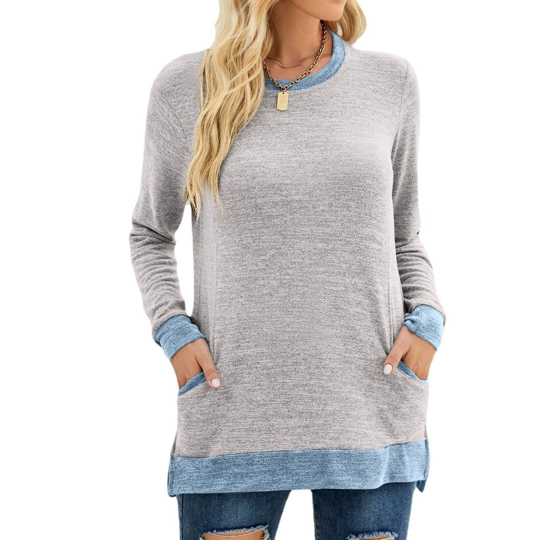 Damen Langarmshirt mit Kontrastdetails und Seitentaschen Drune