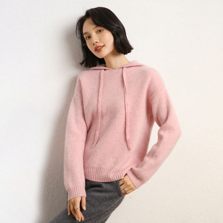 Damen lässiger Strickpullover mit Kapuze und fein strukturierter Oberfläche Drune