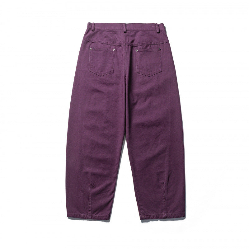 Herren Weite Tapered-Denimhose mit hoher Taille und markanten Schrittabnähern Drune