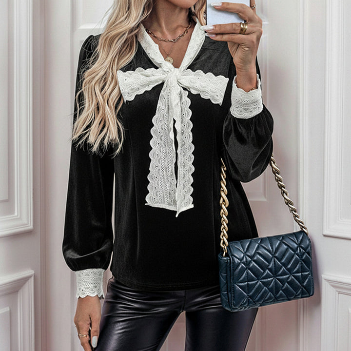 Damen Elegante Bluse mit Spitzenakzenten Drune