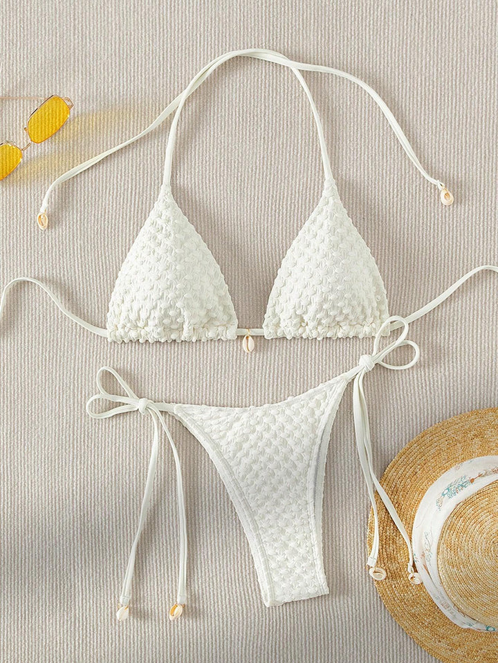 Damen Triangle-Bikini mit strukturiertem Material und zarten Bindebändern Drune