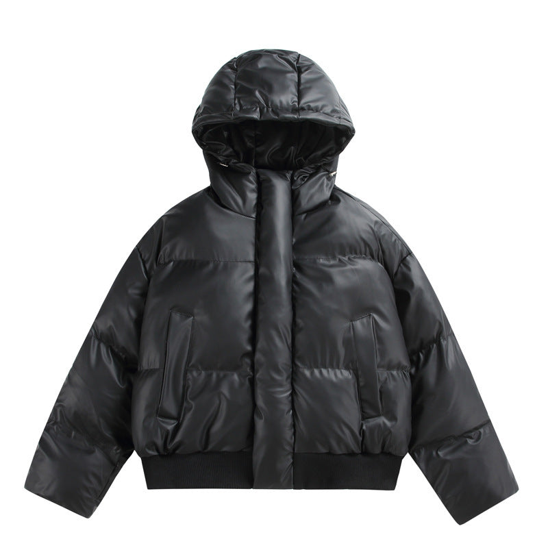 Damen Gekürzte Isolierende Pufferjacke im Boxy‑Cut mit Volumen‑Kapuze, Stehkragen und Rippbund Drune