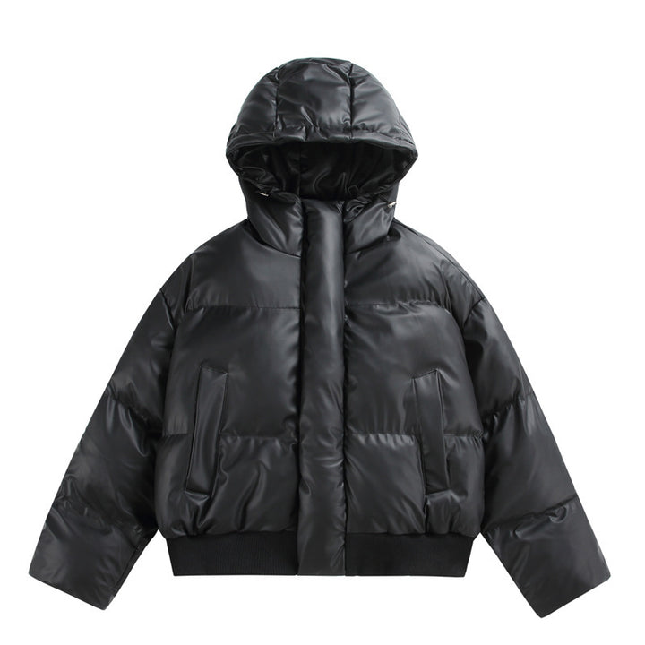 Damen Gekürzte Isolierende Pufferjacke im Boxy‑Cut mit Volumen‑Kapuze, Stehkragen und Rippbund Drune