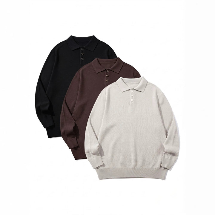 Unisex Waffelstrick-Polo im Relaxed-Fit mit dreifacher Knopfleiste und geripptem Saum Drune