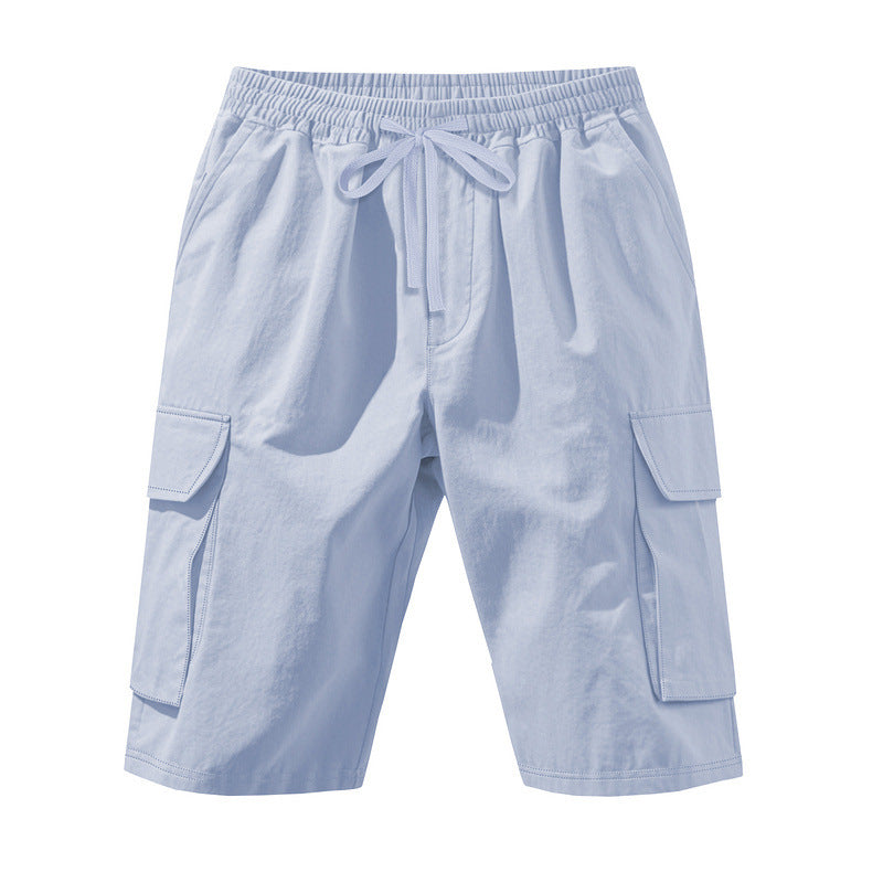 Herren nan knielange Utility-Shorts aus leichtem Baumwollmix mit elastischem Tunnelzugbund und aufgesetzten Klappentaschen Drune