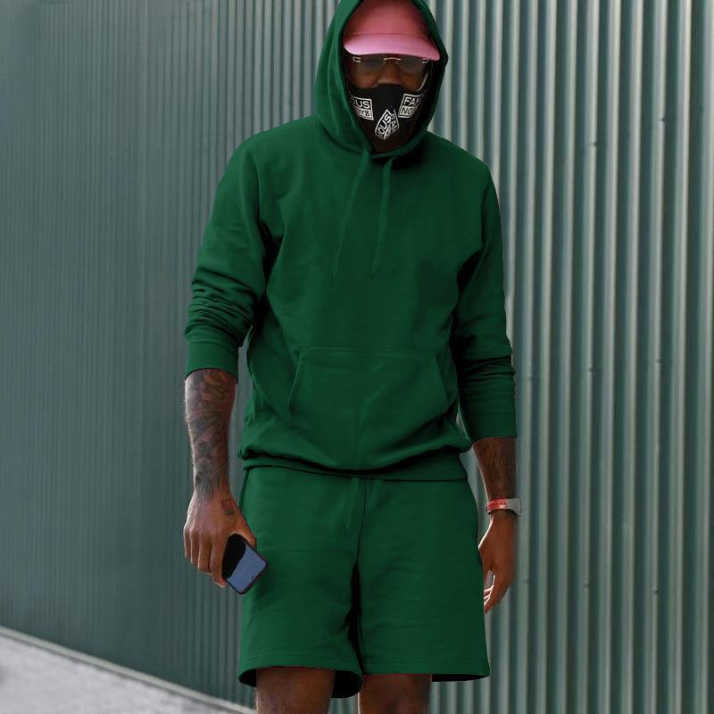 Drune Herren Hoodie-Shorts-Set mit Kängurutasche
