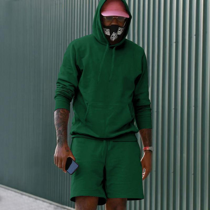 Drune Herren Hoodie-Shorts-Set mit Kängurutasche