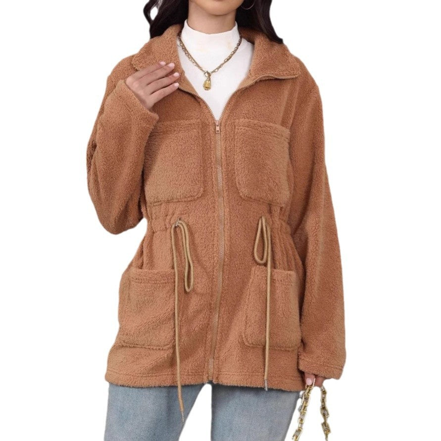 Damen Fleecejacke mit verstellbarem Bund und praktischen Taschen Drune