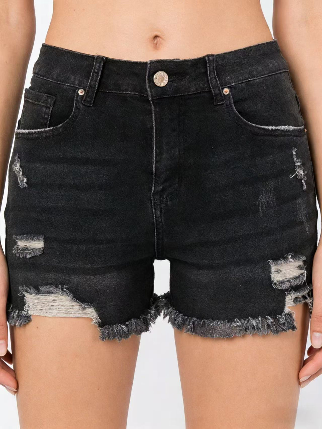 Damen Destroyed Denim-Shorts mit fransigem Saum und stylischen Rissdetails Drune