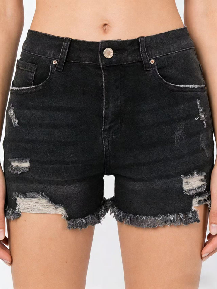 Damen Destroyed Denim-Shorts mit fransigem Saum und stylischen Rissdetails Drune
