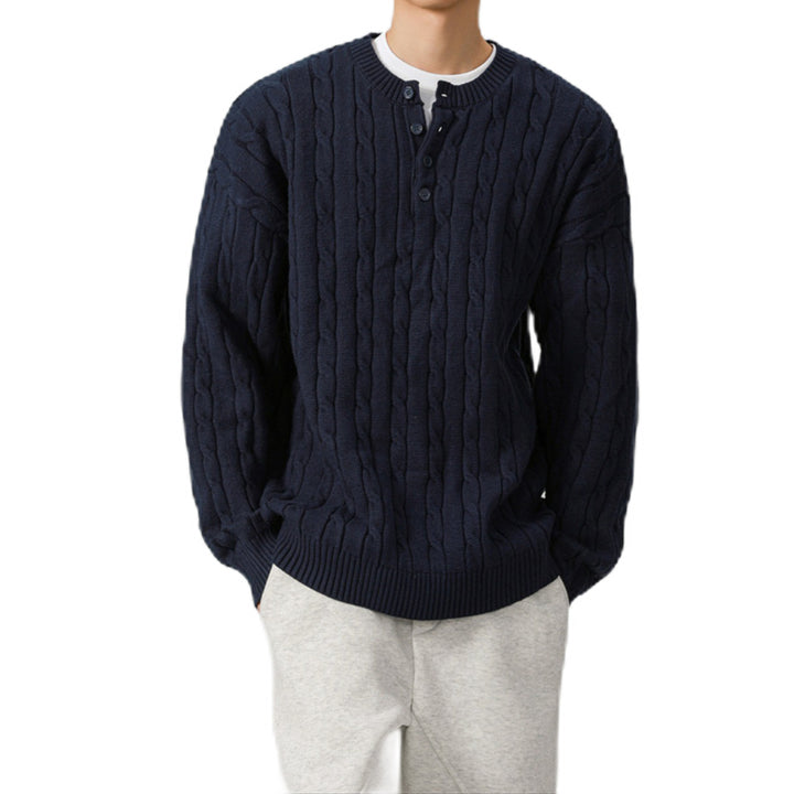 Herren Grobstrickpullover mit Knopfleiste Drune