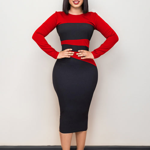 Damen figurbetontes Kleid mit geometrischem Design Drune