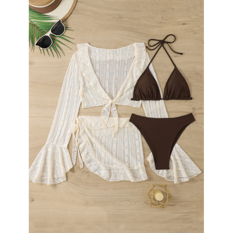 Damen Badeanzug-Set mit Spitzenoberteil und Rüschen von Drune
