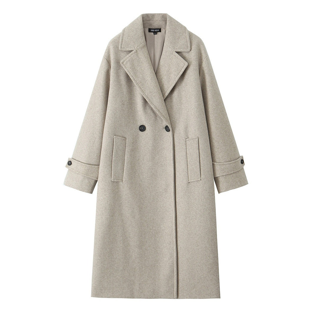Damen 90+ doppelreihiger Wollmix-Mantel mit Oversize-Schnitt und Reverskragen Drune