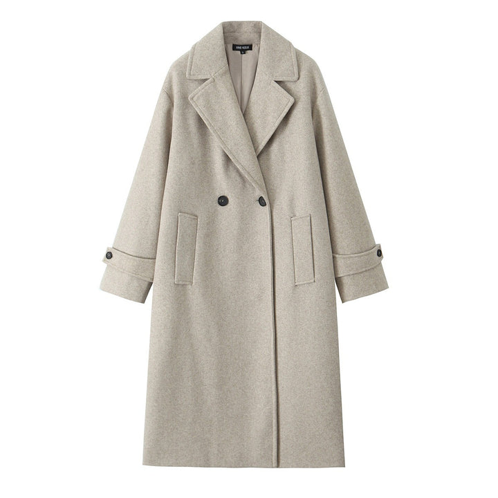 Damen 90+ doppelreihiger Wollmix-Mantel mit Oversize-Schnitt und Reverskragen Drune