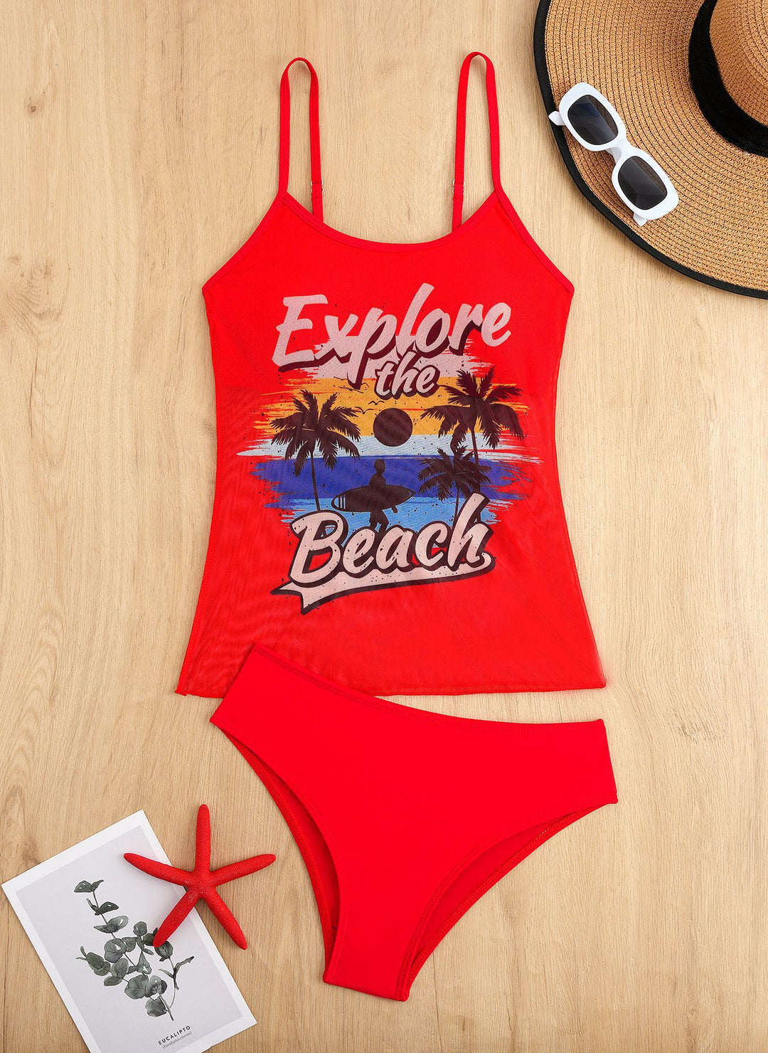 Damen Sportliches Tankini-Set mit trendigem Druck Drune
