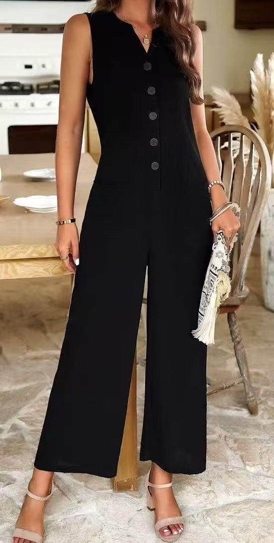 Damen Eleganter Jumpsuit mit Knopfdetails und praktischen Taschen Drune