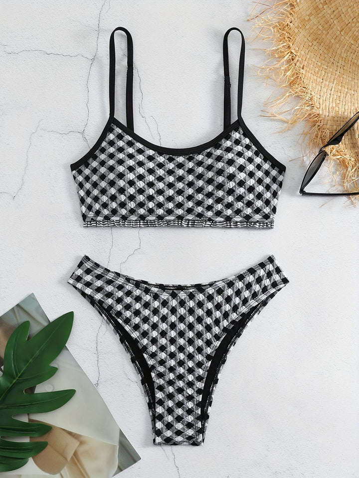 Damen lässiger Crop-Top Bikini Drune
