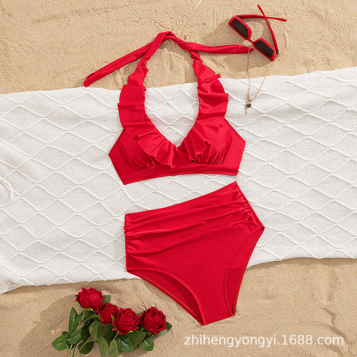 Damen Hoch-waisted Bikini mit voluminösem Rüschendesign Drune