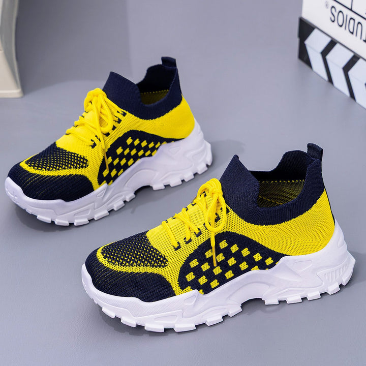 Damen nan leichter Strick-Chunky-Sneaker mit sockenähnlichem Schaft, gepolsterter Fersenstütze und griffiger Trail-Laufsohle Drune