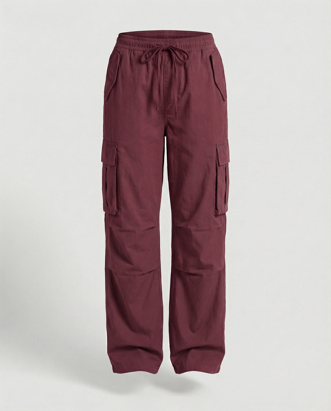 Damen weite Cargo-Hose im Retro-Utility-Stil mit hochgeschnittenem Bund Tunnelzug Mehrfachklappentaschen und verstellbaren Seitenschlaufen Drune