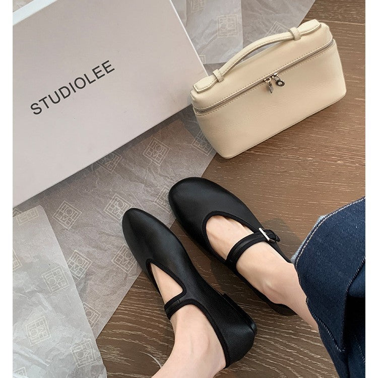 Damen elegante Mary Jane Stil Ballerinas mit verstellbarem Riemen Drune