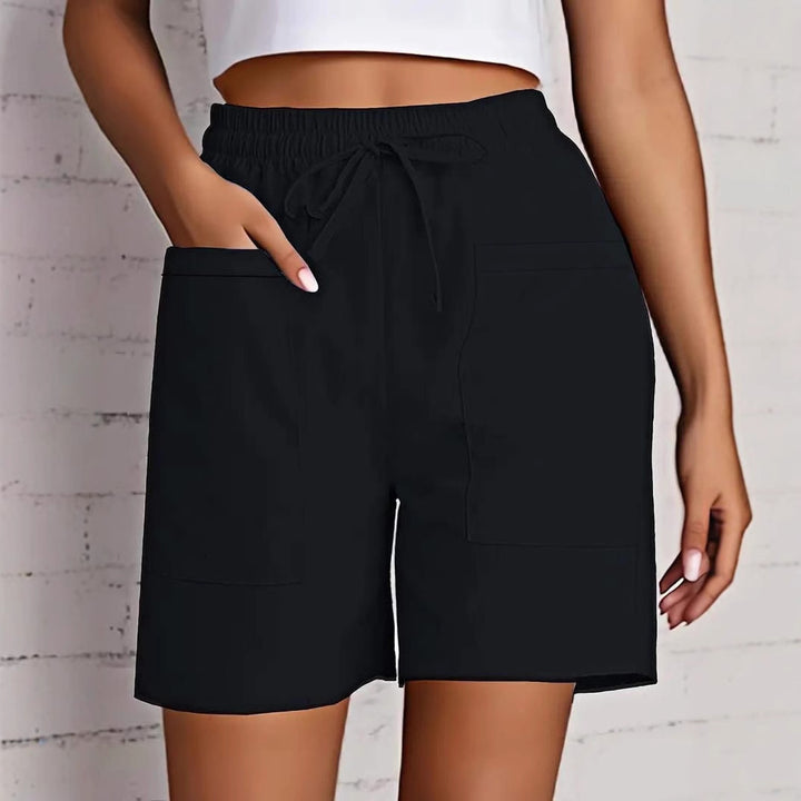 Damen entspannte Shorts mit breitem Gummibund und praktischen Taschen Drune