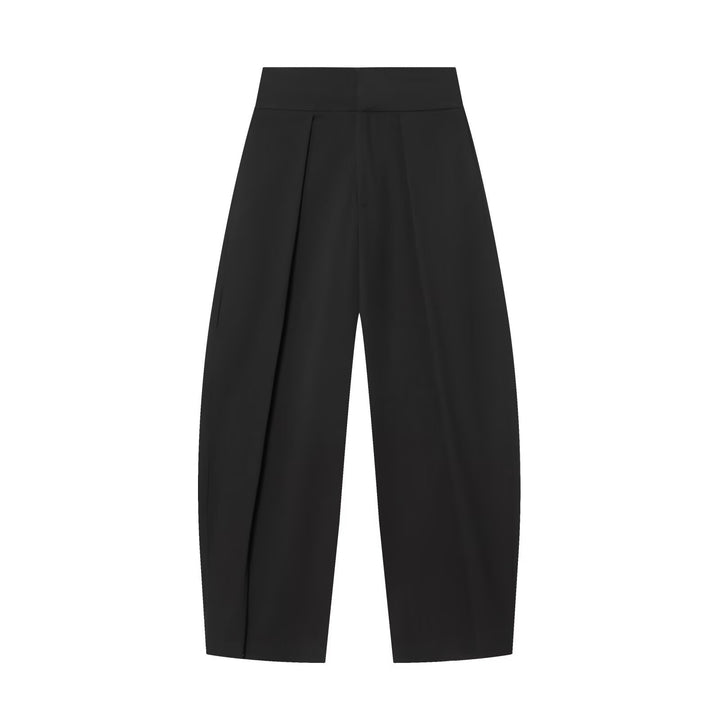 Damen Hochtaillierte Plissée-Hose mit weitem Bein und markanten Vorderfalten Drune