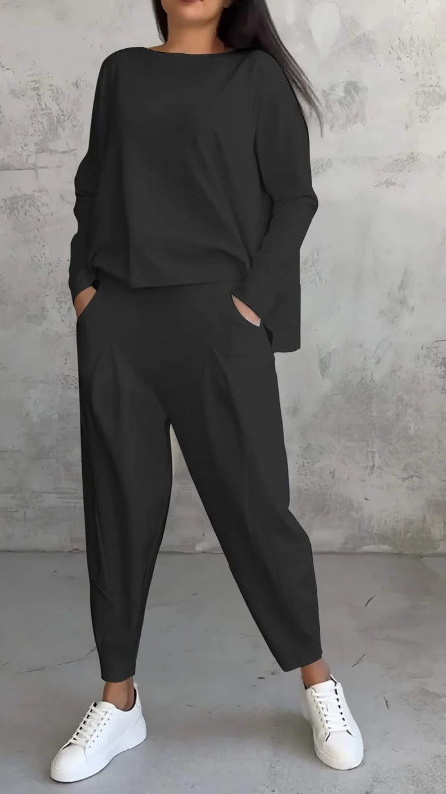 Damen Bequemes Freizeit-Set mit weitem Schnitt und Taschen Drune