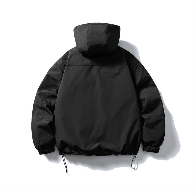 Unisex Wasserdichte technische Kapuzenjacke mit Mehrfach‑Taschen und verstellbarem Saum Drune