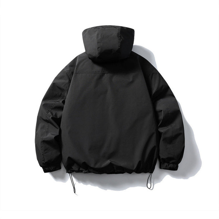Unisex Wasserdichte technische Kapuzenjacke mit Mehrfach‑Taschen und verstellbarem Saum Drune