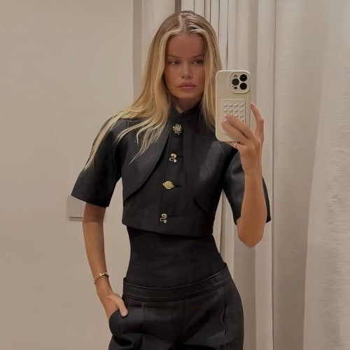 Damen Hochtaillierte Culotte-Hose mit breitem Komfortbund und weitem Bein Drune