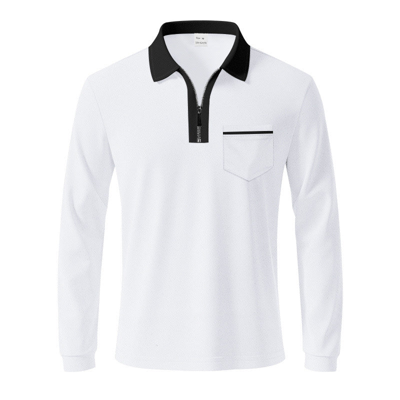 Herren Langarm-Polo mit Reißverschluss und Brusttasche Drune