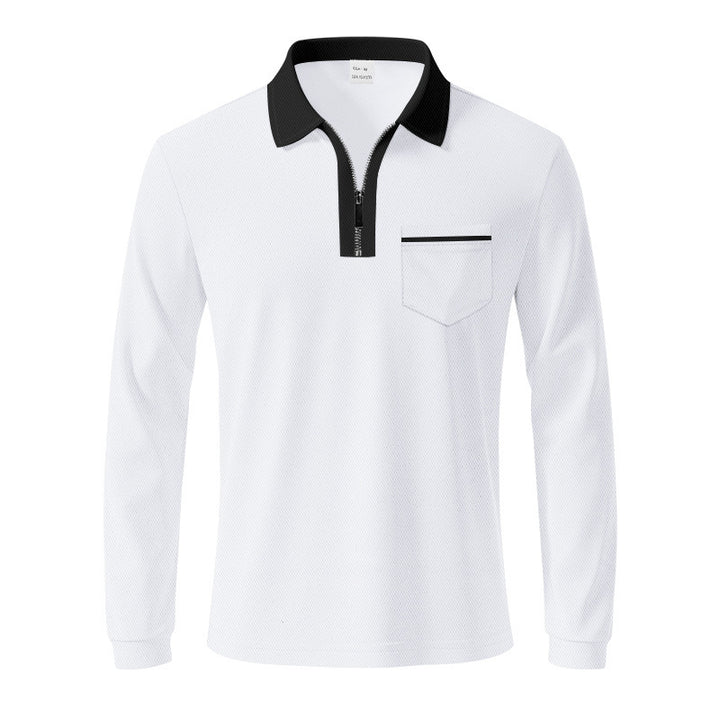 Herren Langarm-Polo mit Reißverschluss und Brusttasche Drune