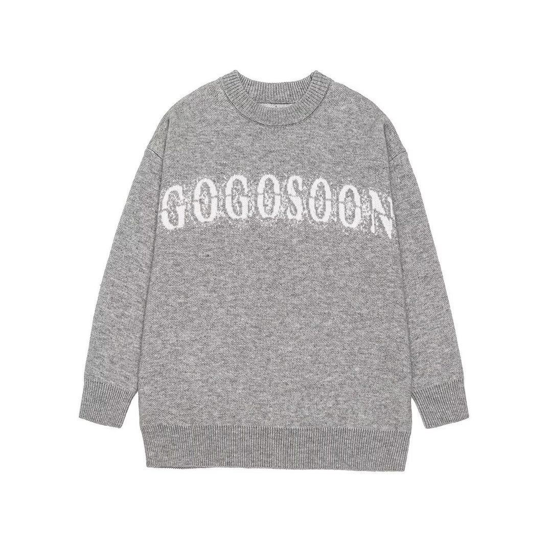 Damen Oversized Strickpullover mit Schriftzug Drune